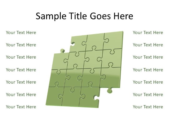 Puzzle 14 C Green PowerPoint PPT Slide design
